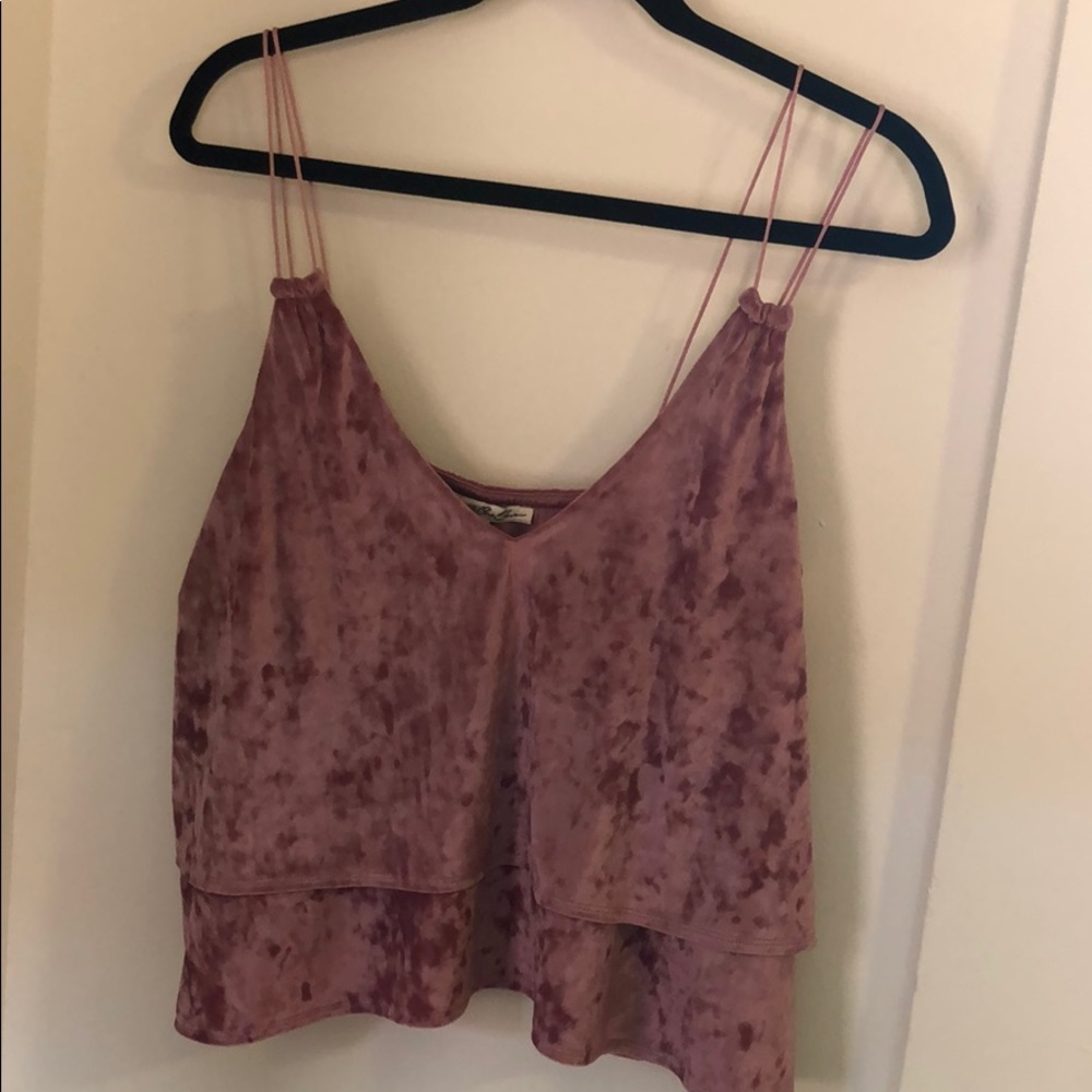 Mauve velvet ruffled tank